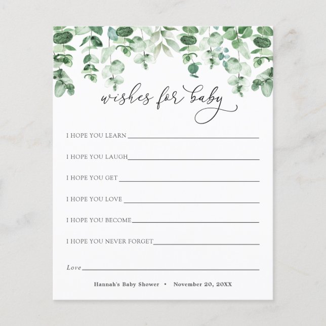 ユーカリと緑の願いベビーカード (正面)