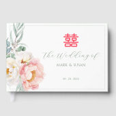 ユーカリと芍薬の中国の結婚式ゲストブック ゲストブック (正面)