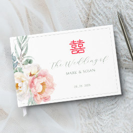 ユーカリと芍薬の中国の結婚式ゲストブック ゲストブック