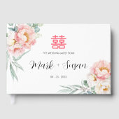 ユーカリと芍薬の中国の結婚式ゲストブック ゲストブック (正面)