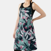 ユーカリと花のシームレ葉スパターン エプロン (インサイチュ)