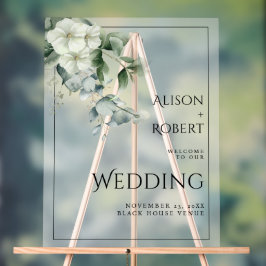 ユーカリと花は結婚半透明 アクリルサイン