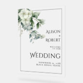 ユーカリと花は結婚半透明 アクリルサイン (傾斜)