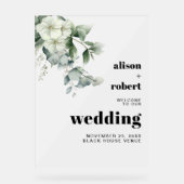 ユーカリと花は霜で覆結婚われた歓迎 アクリルサイン (正面)