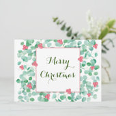 ユーカリと赤い実のリースのホリデーカード シーズンカード (スタンド正面)