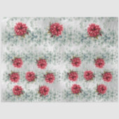 ユーカリと赤い花のファブリック デコパージュ 薄葉紙 (正面)