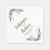 ユーカリと金ゴールドナプキン スタンダードカクテルナプキン (正面)