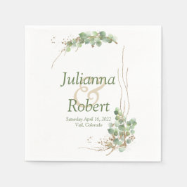 ユーカリと金ゴールドナプキン スタンダードカクテルナプキン