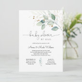 ユーカリと金ゴールドバビーシャワーbyメール 招待状 (スタンド正面)