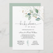 ユーカリと金ゴールドバビーシャワーbyメール 招待状 (正面/裏面)