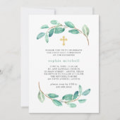 ユーカリと金ゴールド交差|第1回聖餐式 招待状 (正面)