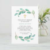 ユーカリと金ゴールド交差|第1回聖餐式 招待状 (スタンド正面)