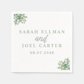 ユーカリのウェディング スタンダードカクテルナプキン (正面)