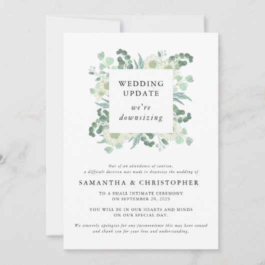 ユーカリのウェディング ダウンサイズ更新 案内状 (正面)