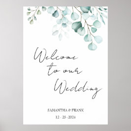 ユーカリのウェルカムボード 私たちの結婚式へようこそ ポスター