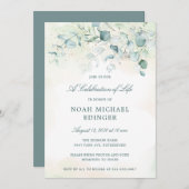 ユーカリのエレガントお祝い 招待状 (正面/裏面)