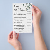 ユーカリのオーバーまたは下ブライダルシャワーゲームカード チラシ (ハンドル)