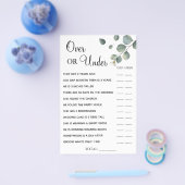 ユーカリのオーバーまたは下ブライダルシャワーゲームカード チラシ (シングル)