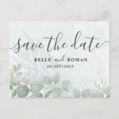 ユーカリのグリーセージRusticなSave the Date ポストカード (正面)