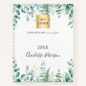 ユーカリのグリーンがおしゃれなビジネスロゴ ノートブック (正面)