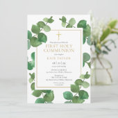 ユーカリのグリーンが彩るファースト・ホーリー・コミュニオン 招待状 (スタンド正面)
