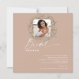ユーカリのグリーンが漂うフォト ブライダルシャワー M マグネット招待状