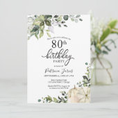 ユーカリのグリーンとカボチャの秋、80歳の誕生日 招待状 (スタンド正面)