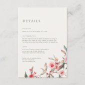 ユーカリのグリーンとピンクの花のウェディング エンクロージャーカード (正面)