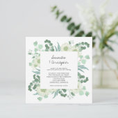 ユーカリのグリーンと水彩の花のウェディング 招待状 (スタンド正面)