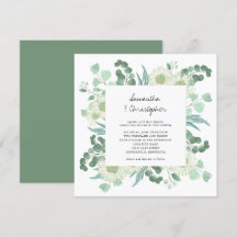 ユーカリのグリーンと水彩の花のウェディング