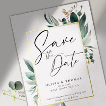 ユーカリのグリーンを使ったロマンティックな結婚式のSave Date