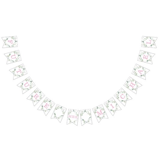 ユーカリのグリーンカスタム ブライダルシャワー バンティングフラッグ (全)