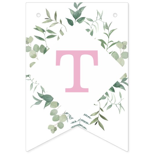 ユーカリのグリーンカスタム ブライダルシャワー バンティングフラッグ (第3の旗)