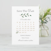 ユーカリのグリーンカレンダー Save The Date 結婚式 招待状 (スタンド正面)
