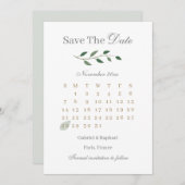 ユーカリのグリーンカレンダー Save The Date 結婚式 招待状 (正面/裏面)