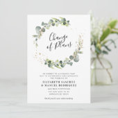 ユーカリのグリーンリース延期結婚カード 招待状 (スタンド正面)