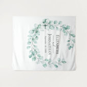 ユーカリのグリーンリース・水彩 タペストリー (正面(横))