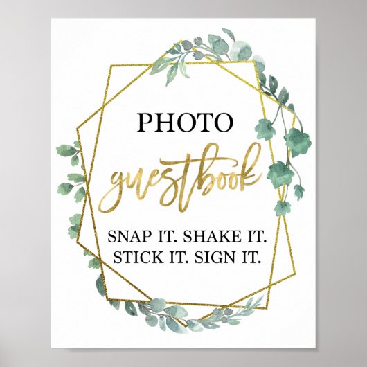 ユーカリのグリーン写真ゲストブック ポスター (正面)