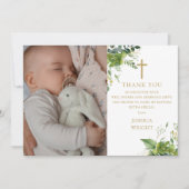 ユーカリのグリーン写真 出産 洗礼 誕生 サンキューカード (正面)