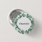 ユーカリのグリーン名札ボタン 缶バッジ (正面&裏面)