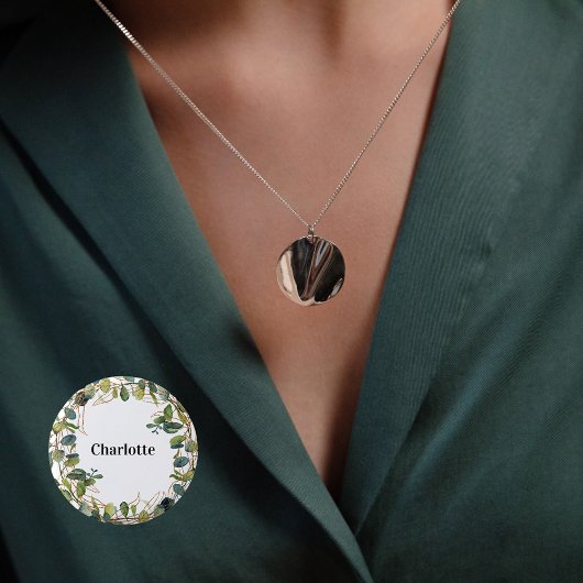 ユーカリのグリーン名札 缶バッジ