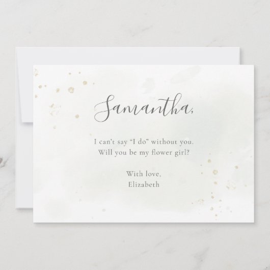 ユーカリのグリーン　あなたは私のフラワーガールになってくれる？ 招待状 (裏面)