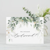 ユーカリのグリーン、あなたは私のブライズメイドになってくれる？ 招待状 (スタンド正面)