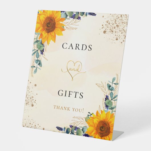 ユーカリのグリーン・ひまわり・カード・ギフト 台座サイン (正面)
