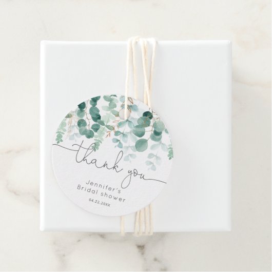 ユーカリのグリーン エレガントなブライダル サンクス フェイバータグ (インサイチュ)