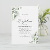 ユーカリのグリーン ゴールド 洗礼 招待状 (スタンド正面)