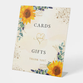 ユーカリのグリーン サンフラワーのカード ギフト 台座サイン