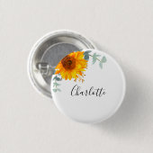 ユーカリのグリーン サンflower 名札 缶バッジ (正面&裏面)