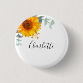 ユーカリのグリーン サンflower 名札 缶バッジ (正面)