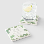 ユーカリのグリーン セーブ・ザ・デート ストーンコースター (横)